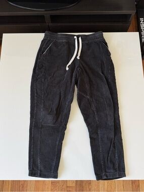 Elwood Traveler Corduroy Pants Mens Medium Black Cotton Drawstring Elastic Waist